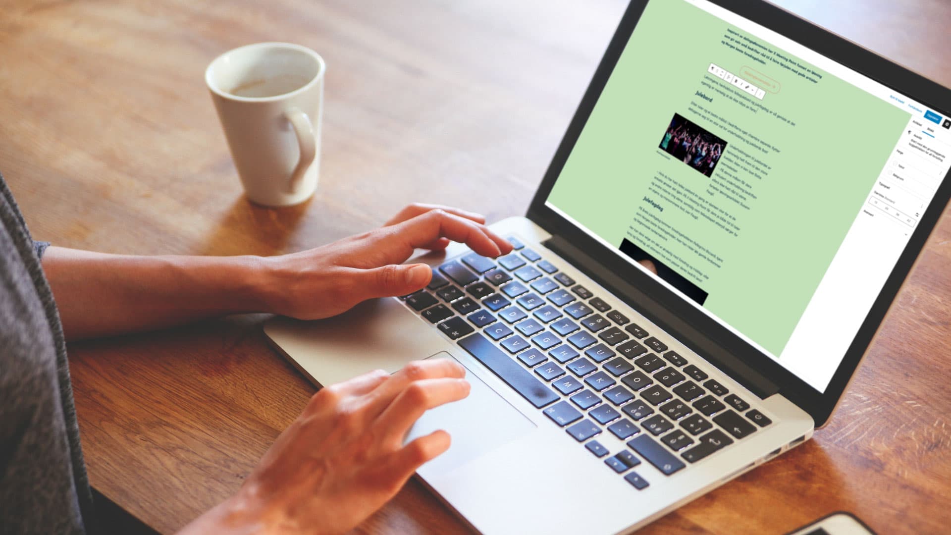 Kvinne bruker Gutenberg, WordPress